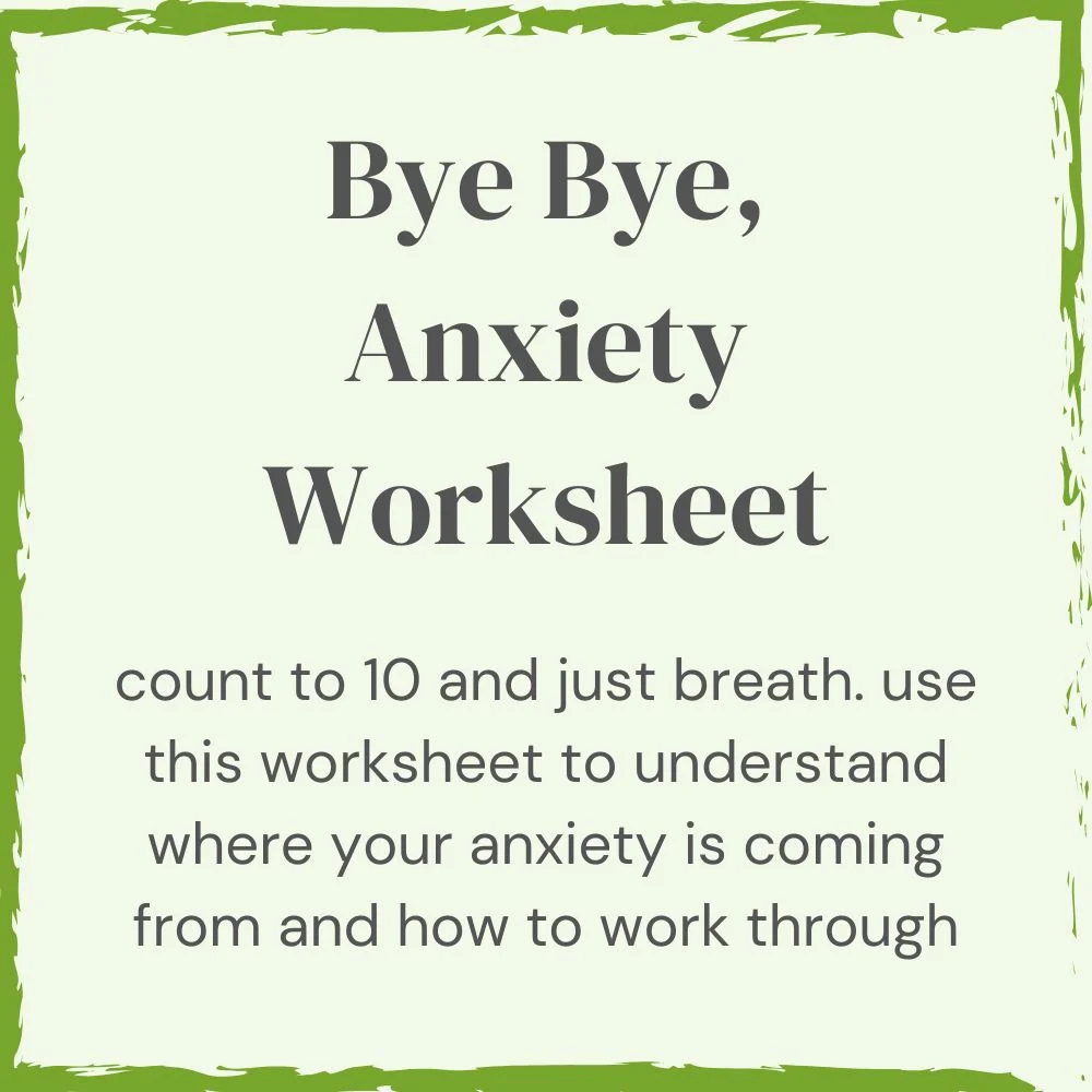 Anxiety Worksheet - count to 10 and just breathe. use this worksheet to understand and work through your anxiety